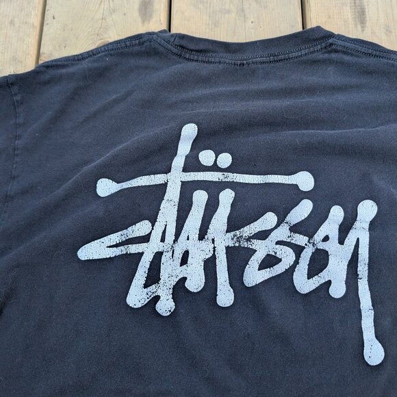 Stussy T-Shirt Men's M Black Graphic Long Sleeve Streetwear Casual Crewneck - Picture 9 of 10